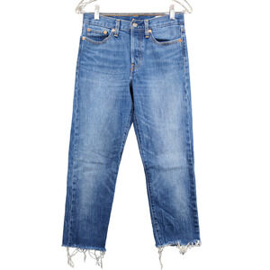 Levi's Women's White Oak Cone Denim Cropped Jeans Blue W27 5-Pocket Frayed Hem